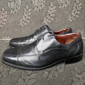 Johnston & Murphy Mens Leather Oxfords Square Cap Toe Size 12M Black